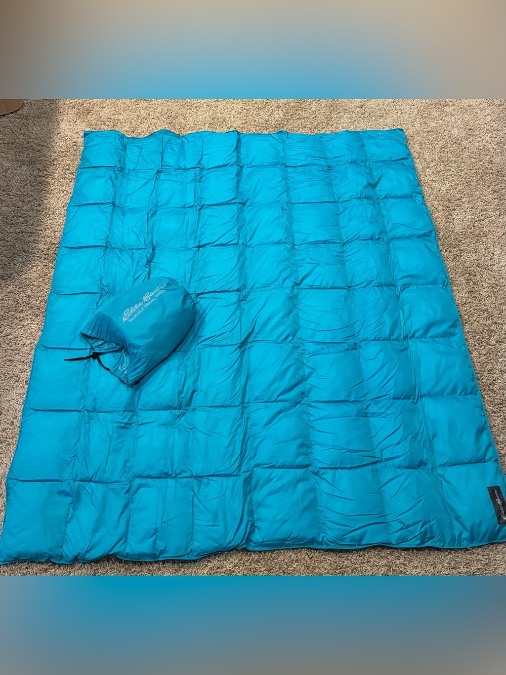 Eddie Bauer Throw & Storage Bag Package Travel Capri Blue 52 X 60 NWT